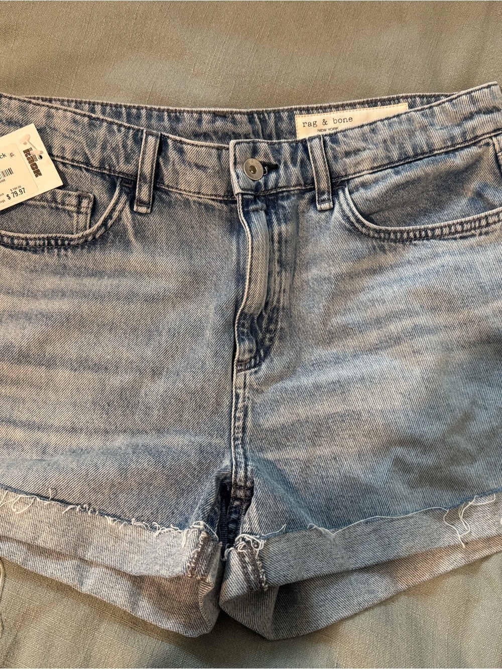 rag & bone Light Blue Denim Cutoff Shorts. NWT